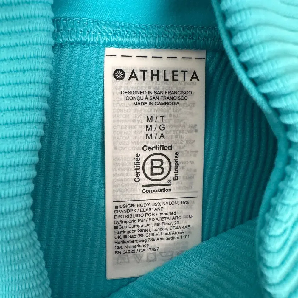 NWT Athleta Elation Rib Tight Bright Blue Leggings Womens Sz M TALL